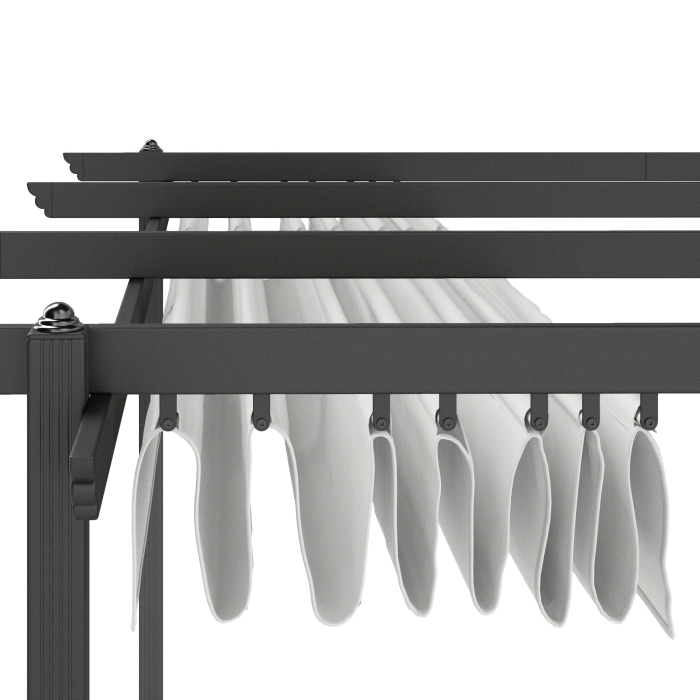  Pergola Retractabila cu Structura din Aluminiu, Copertina de Soare pentru Gradina sau Terasa, 390x390x223 cm, Alb [8]