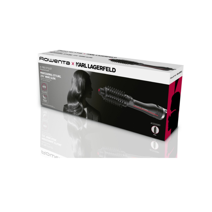 Peria rotativa cu aer cald Rowenta Karl Lagerfeld Pro Stylist CF961LF0, 750W, tehnologie Pro Dual Motion, generator de ioni, înveliş exclusiv Keratin & Glow, cablu 1.8m, negru&rosu [8]