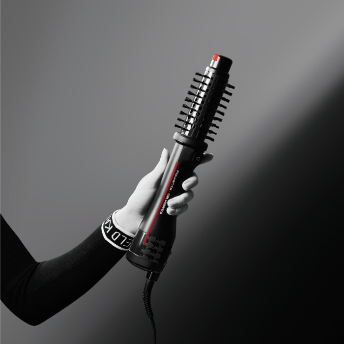 Peria rotativa cu aer cald Rowenta Karl Lagerfeld Pro Stylist CF961LF0, 750W, tehnologie Pro Dual Motion, generator de ioni, înveliş exclusiv Keratin & Glow, cablu 1.8m, negru&rosu [13]