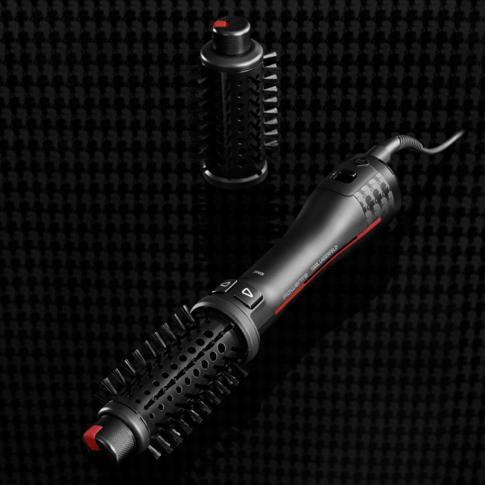 Peria rotativa cu aer cald Rowenta Karl Lagerfeld Pro Stylist CF961LF0, 750W, tehnologie Pro Dual Motion, generator de ioni, înveliş exclusiv Keratin & Glow, cablu 1.8m, negru&rosu [15]