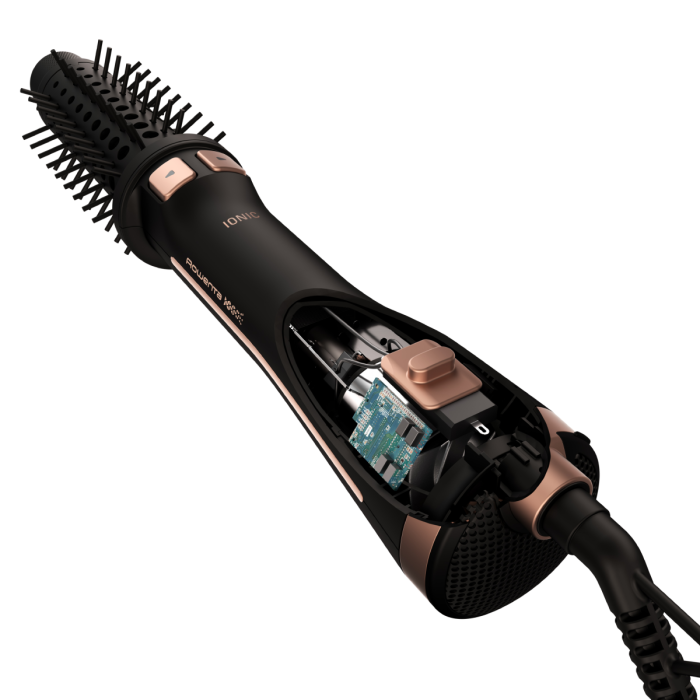 Peria rotativa cu aer cald Rowenta Ultimate Experience CF9620F0, 3 trepte temperatura, Funcția avansata Style Assist, Negru/ Auriu [15]