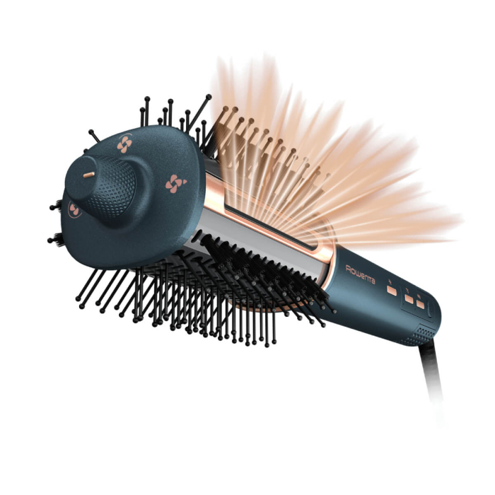 Perie cu aer cald 3 in 1 Rowenta Air Brush 3D UB9720E0, 1100W, non-rotativa, generator de ioni, 3 trepte de viteza & temperatura, functie jet de aer rece, varf rece, verde & bronz [14]