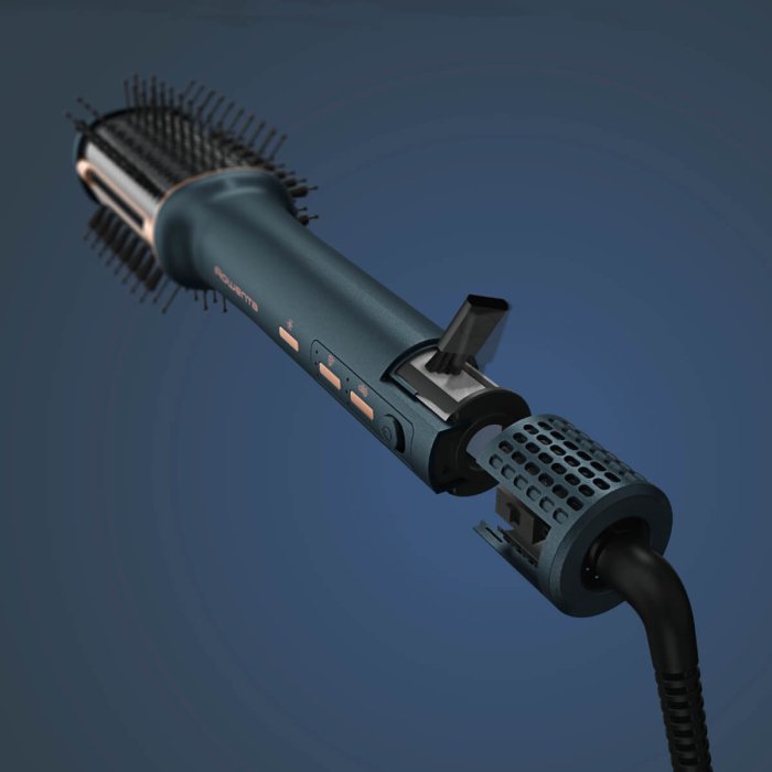 Perie cu aer cald 3 in 1 Rowenta Air Brush 3D UB9720E0, 1100W, non-rotativa, generator de ioni, 3 trepte de viteza & temperatura, functie jet de aer rece, varf rece, verde & bronz [10]