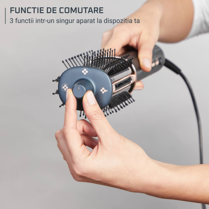 Perie cu aer cald 3 in 1 Rowenta Air Brush 3D UB9720E0, 1100W, non-rotativa, generator de ioni, 3 trepte de viteza & temperatura, functie jet de aer rece, varf rece, verde & bronz [3]