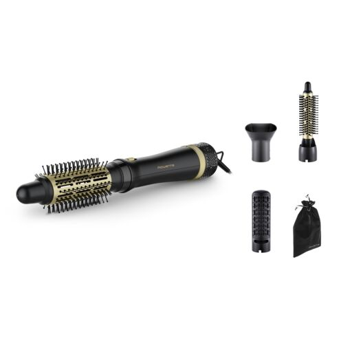 Perie cu aer cald Rowenta Express Style CF6330F0, 3 accesorii, invelis ceramic, cablu rotativ 360°, negru & auriu [3]