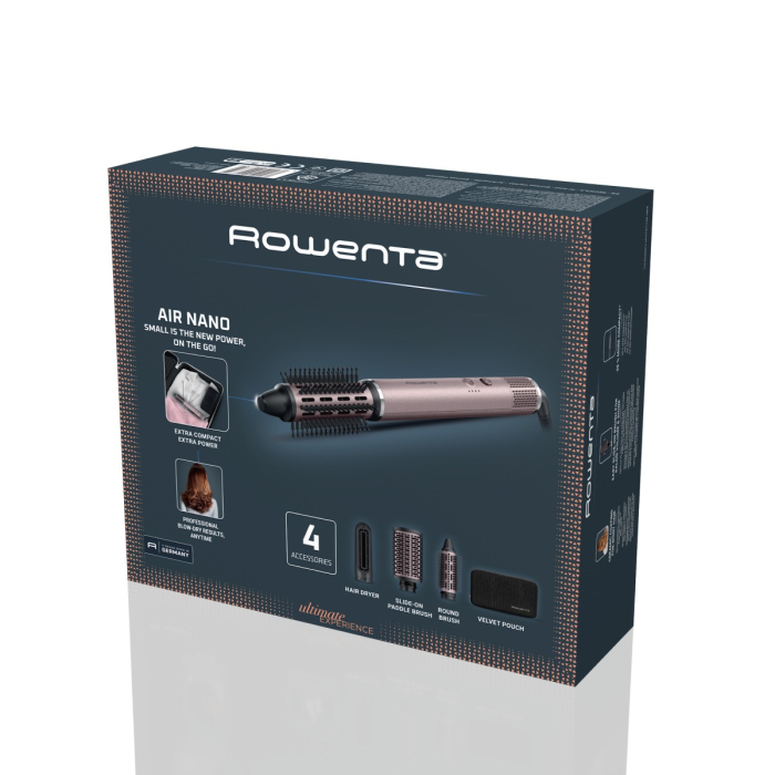 Perie cu aer cald Rowenta Ultimate Experience Air Nano UB9B20E0, 950 W, 3 trepte de viteza si temperatura, non-rotativa, generator de ioni, invelis ceramic, 2 perii, 1 capat uscare, geanta de transpor [21]