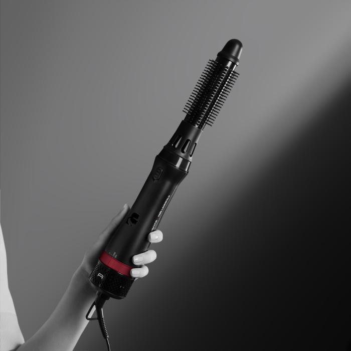 Perie cu aer cald Rowenta x Karl Lagerfeld Express Style CF635LF0, 800W, cablu rotativ 360°, 3 trepte de viteza / temperatura, 5 accesorii, invelis Keratin & Glow, functie hair respect, negru [12]