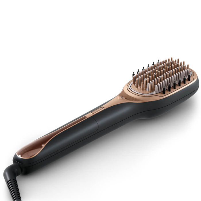 Perie de par reparatoare cu abur Rowenta Hair Therapist™ CF9940F0, 165 W, tehnologie Thermal Care, invelis Keratin, oprire automata, afisaj LED, geanta pentru transport, negru/maro [13]