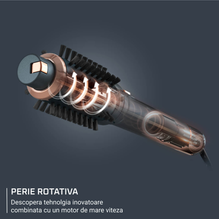Perie rotativa cu aer cald Rowenta Air Rotate UB9920E0, 1300W, 4 trepte de viteza, 2 concentratoare, functie Respect, grilaj detasabil, invelis ceramic, verde & bronz [4]