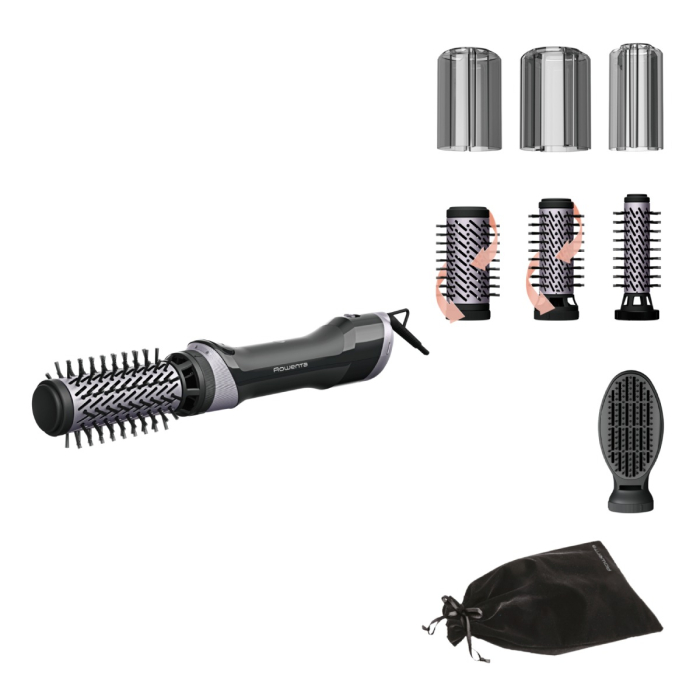 Perie rotativa cu aer cald Rowenta Brush Activ UB9534F0, 1000W, 2 trepte de viteza & temperatura, 2 perii rotative 40/50mm, 1 perie de 30 mm, 1 perie paddle, husa inclusa, generator de ioni, invelis c [11]