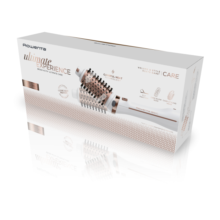 Perie rotativa cu aer cald Rowenta Brush Activ Ultimate Care CF9720F0, tehnologie Careful Heat, invelis quart ceramic, tehnologie Ionic Booster, design compact, 3 trepte de viteza, concentrator, alb [20]