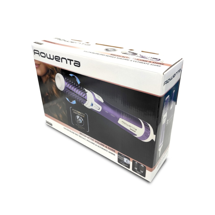 Perie rotativă Rowenta Brush Activ' Volume&Shine 2 CF9530F0, 1000W, 2 setări de temperatură si viteză, ionizare, 2 perii,  înveliş ceramic, mov [5]