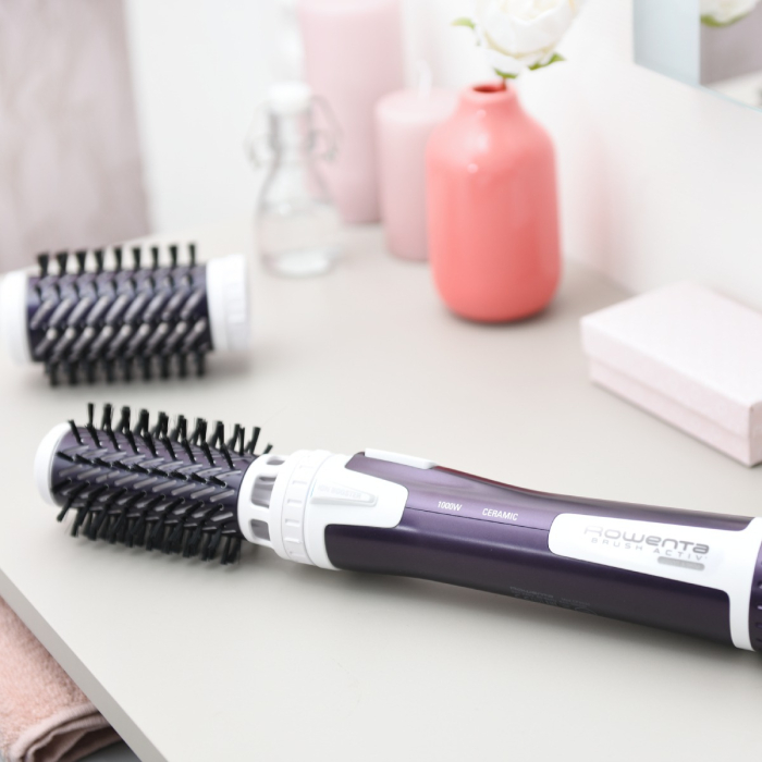 Perie rotativă Rowenta Brush Activ' Volume&Shine 2 CF9530F0, 1000W, 2 setări de temperatură si viteză, ionizare, 2 perii,  înveliş ceramic, mov [7]