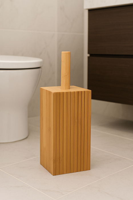 Perie toaleta 5Five Terre Inconnue cu suport cilindric, bambus si polipropilena, 10x10x38 cm, natur [4]