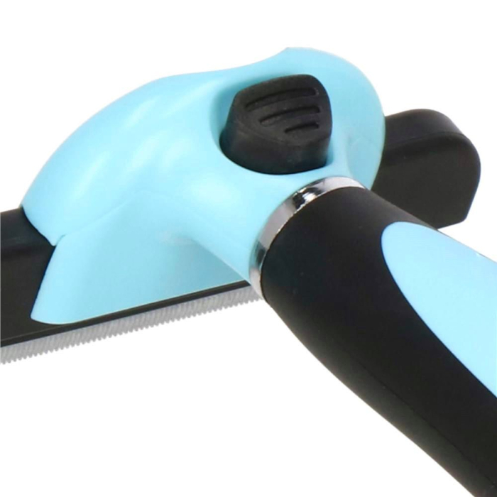 Perie trimmer pentru caini si pisici cu par lung sau scurt, autocuratare, lama 10cm, negru albastru [14]
