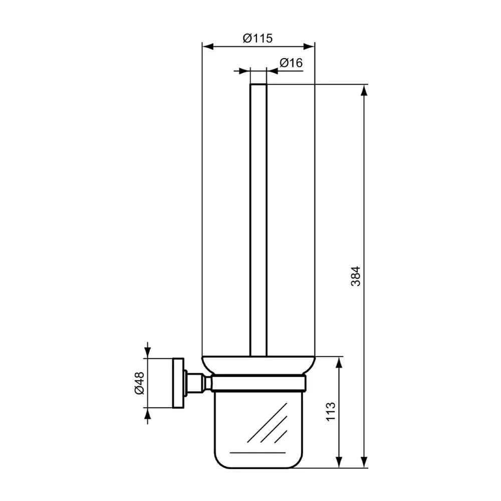 Perie WC Ideal Standard IOM, pe perete, metal/sticla, mat, negru, A7927XG [3]