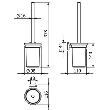 Perie WC Kludi Vela S, pe perete, metal/sticla, crom, 2597405 [2]