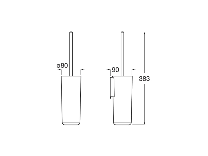 Perie WC Roca A817734C00, 89 mm, 383 mm, 2 orificii instalare, pe perete, metal, plastic, elemente fixare ascunse, Crom [2]