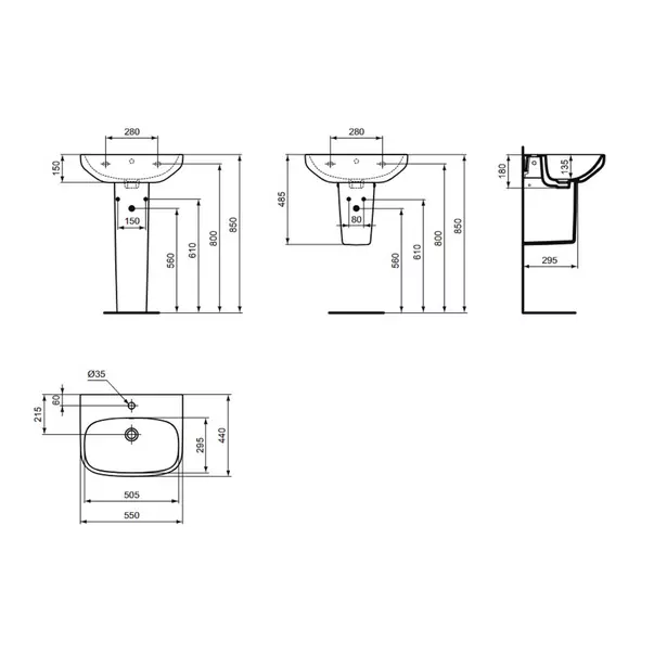 Piedestal pentru lavoar Ideal Standard i.Life A alb [3]