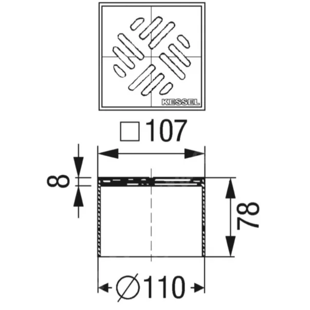 Piesa superioara cu capac din inox Kessel System 100 11 cm [2]
