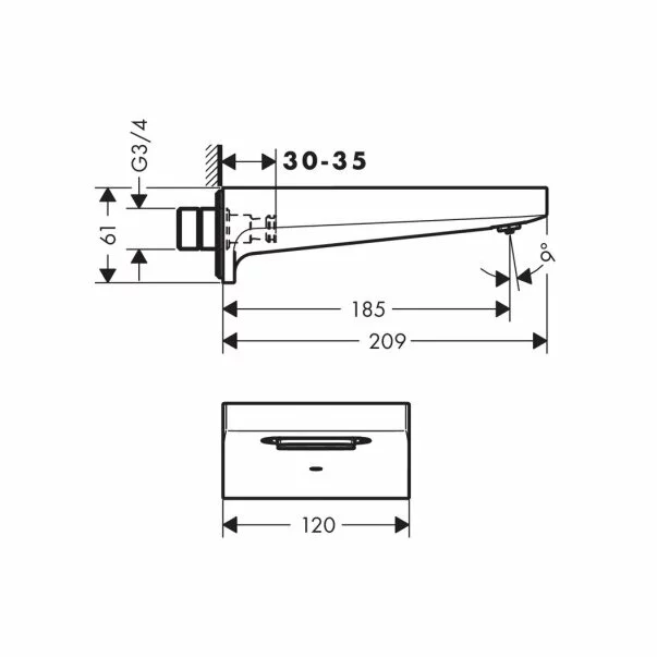 Pipa cada Hansgrohe Metropol crom lucios 185 mm [2]