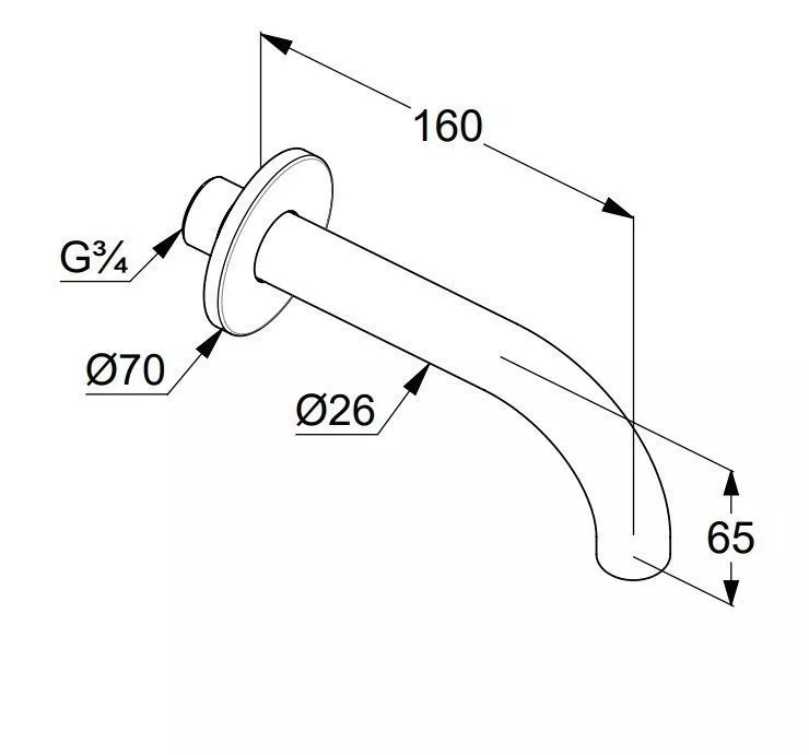 Pipa cada Kludi Bozz, 1/2'', 160 mm, mat, auriu, 38505N0 [2]