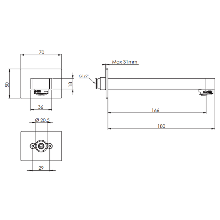 Pipa incastrata Remer Rubinetterie Class Line 91L, cromata, 18cm, G 1/2”, alama [3]