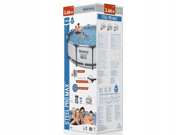 Piscina cadru metalic Bestway, 366x100cm, 9.150 litri, cu pompa de filtrare si scara [10]