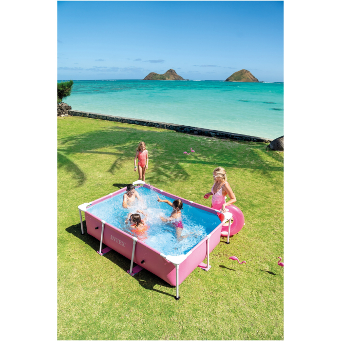 Piscina rectangulara cu cadru metalic Pink Metal Frame Intex 28266NP, 220x150x60 cm [8]