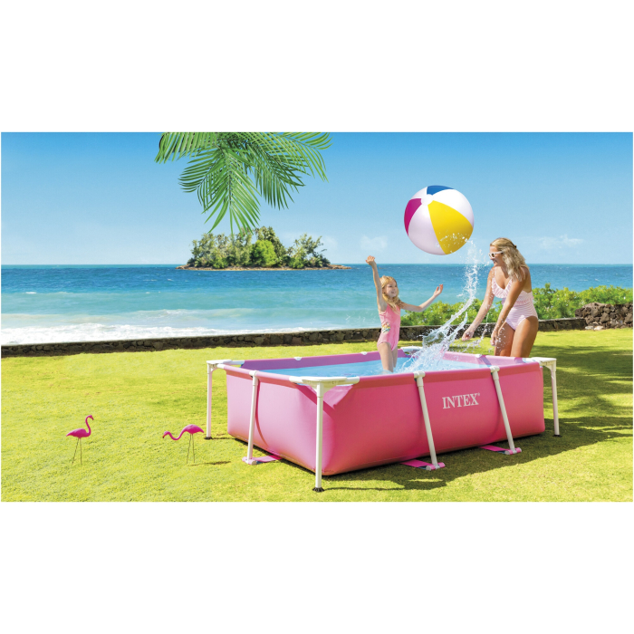Piscina rectangulara cu cadru metalic Pink Metal Frame Intex 28266NP, 220x150x60 cm [9]