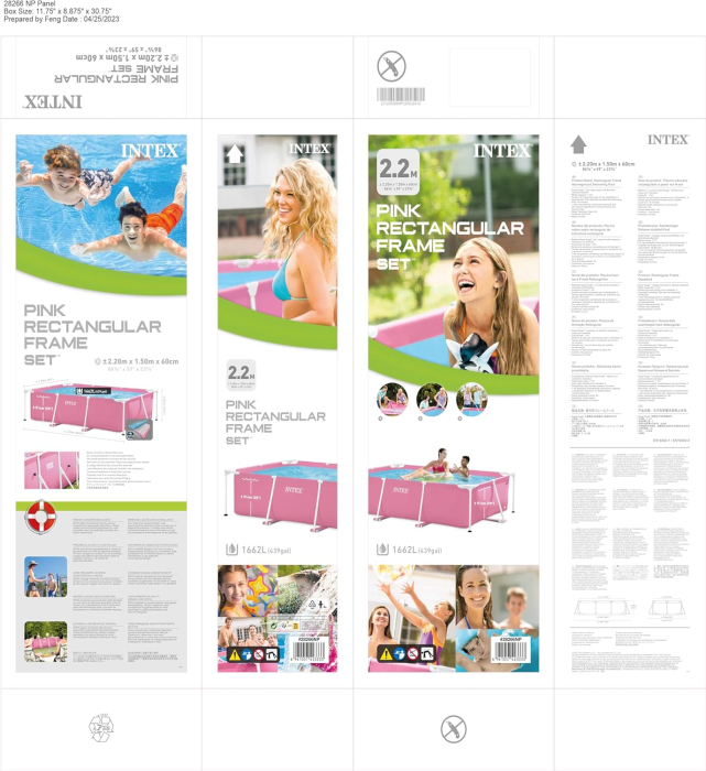 Piscina rectangulara cu cadru metalic Pink Metal Frame Intex 28266NP, 220x150x60 cm [5]