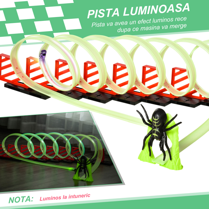  Pista pentru Masini cu Efecte Luminoase si Masina inclusa, pentru Copii de la 3-6 Ani, 86x67x21cm-Multicolora [4]