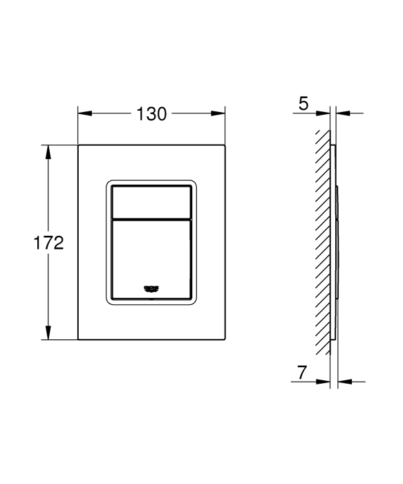 Placa de actionare Grohe 37535SH0, Skate Cosmopolitan, marimea S, dubla actionare, 130 x 172 mm, verticala, alb [3]