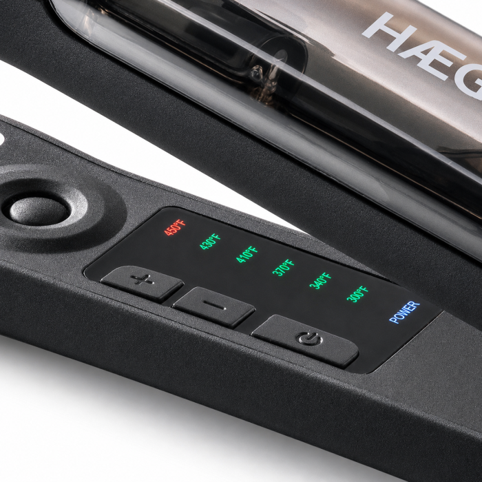 Placa de indreptat parul cu sistem de abur HAEGER STEAM STYLER PRO, Placi din titan, Temperatura reglabila 140-230 grade C, Maner rotativ, 6 temperaturi, Negru [4]