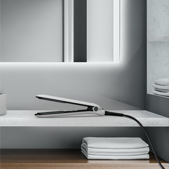 Placa de par Rowenta Easyliss Pure Collection SF1628F0, 200°C, invelis Ceramic Tourmaline, placi flotante, functie Straight & Curl, alb & gri [2]