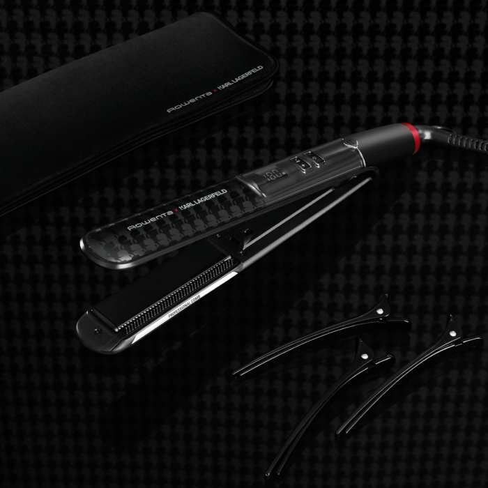 Placa de par Rowenta Karl Lagerfeld Pro Stylist SF467LF0, invelis Keratin & Glow, temperatura variabila, ecran LCD, generator de ioni, oprire automata, negru [5]