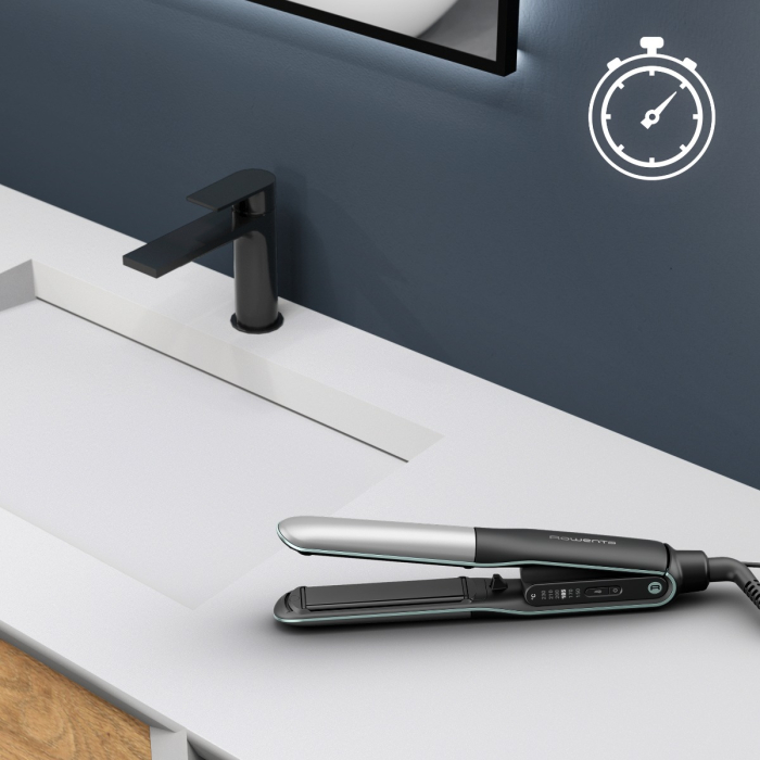 Placa de par Rowenta Karl Lagerfeld Thermostyle SF712LE0, invelis ceramic, tehnologie cu ioni, 5 trepte de temperatura, functie boost, oprire automata, negru [7]
