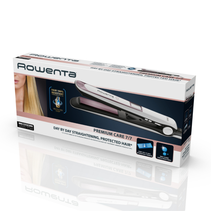 Placa de par Rowenta Premium Care 7/7 SF7460F0, setare temperatura 130° - 200°C, generator de ioni, invelis Cashmere Keratin cu ulei de argan, incalzire rapida in 30s, roz & alb [5]