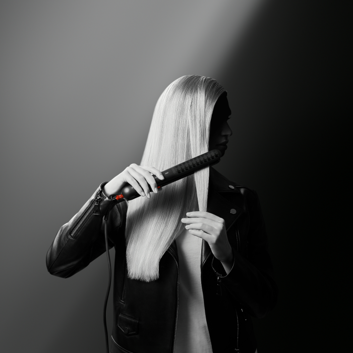 Placa de par ROWENTA x Karl Lagerfeld Optiliss SF323LF0, invelis Keratin & Glow, varf rece, negru & rosu [7]