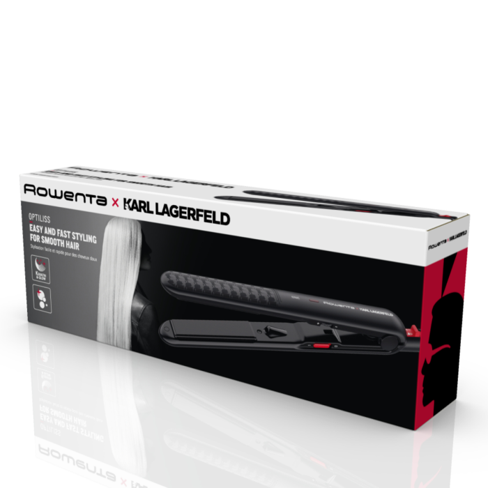 Placa de par ROWENTA x Karl Lagerfeld Optiliss SF323LF0, invelis Keratin & Glow, varf rece, negru & rosu [4]