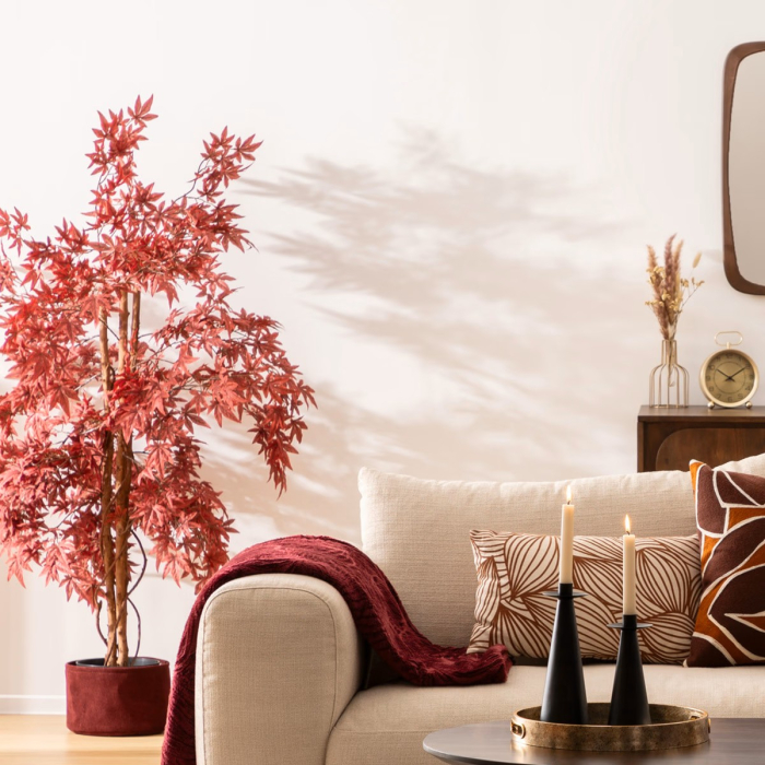 Planta artificiala artar de toamna cu ghiveci, frunzis multicolor nuante calde, fara intretinere, 60x60x150 cm [2]