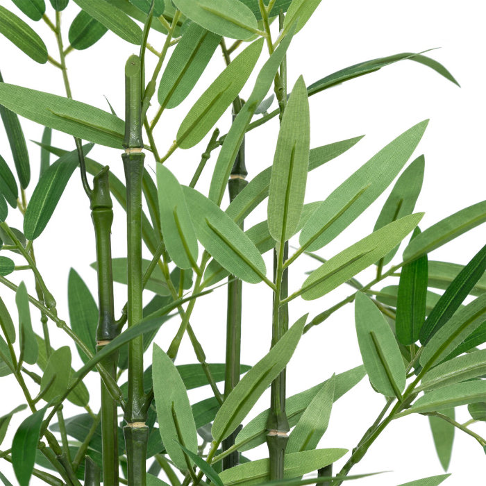 Planta artificiala bambus cu ghiveci natural, fara intretinere, ideala birou sau raft, 32x32x46 cm, verde [2]