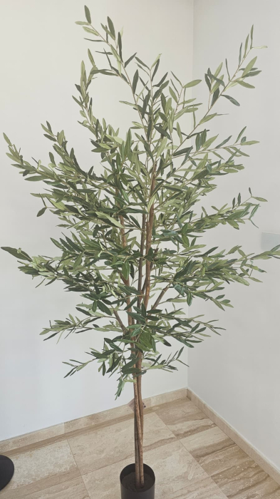 Planta artificiala maslin decorativ cu ghiveci, frunzis fin si ramuri bogate, fara intretinere, 80x80x210 cm, verde [2]