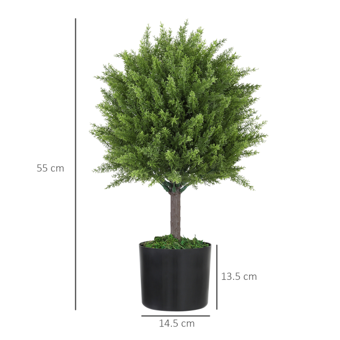 Planta Artificiala Cedru Rezistenta la Raze UV cu Ghiveci, Ø14,5x55 cm, Verde [3]