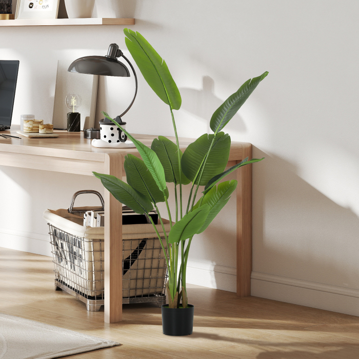 Planta Artificiala  de 160 cm cu 10 Frunze Verzi din PEVA si Vas de Ø16.5x13.5 cm [9]