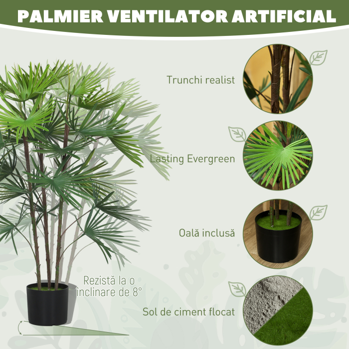  Planta artificiala de 90 cm din plastic verde cu ghiveci de Ø16.5x13.5 cm [4]