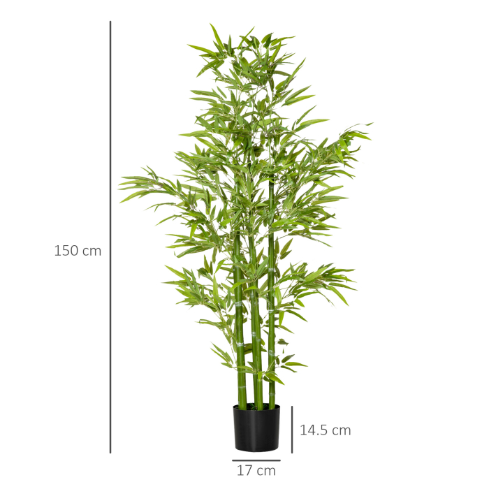  Planta Artificiala de Bambus 150 cm Inaltime cu Ghiveci Inclus pentru Interior si Exterior - Verde [3]
