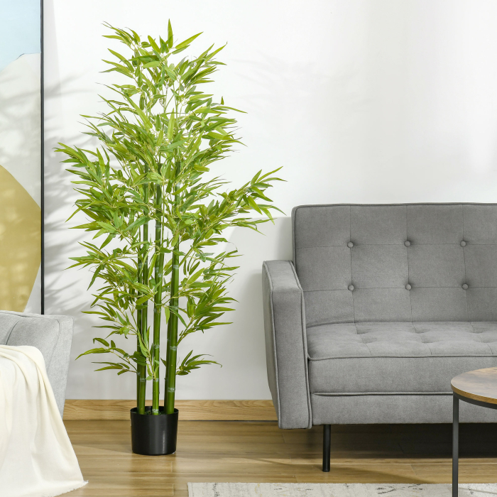  Planta Artificiala de Bambus 150 cm Inaltime cu Ghiveci Inclus pentru Interior si Exterior - Verde [2]