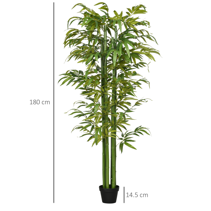  Planta Artificiala de Bambus, 180 cm, Realista, cu Ghiveci Decorativ pentru Living si Dormitor, Verde [3]