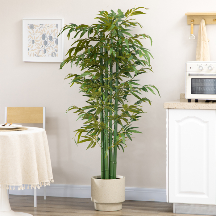  Planta Artificiala de Bambus, 180 cm, Realista, cu Ghiveci Decorativ pentru Living si Dormitor, Verde [6]